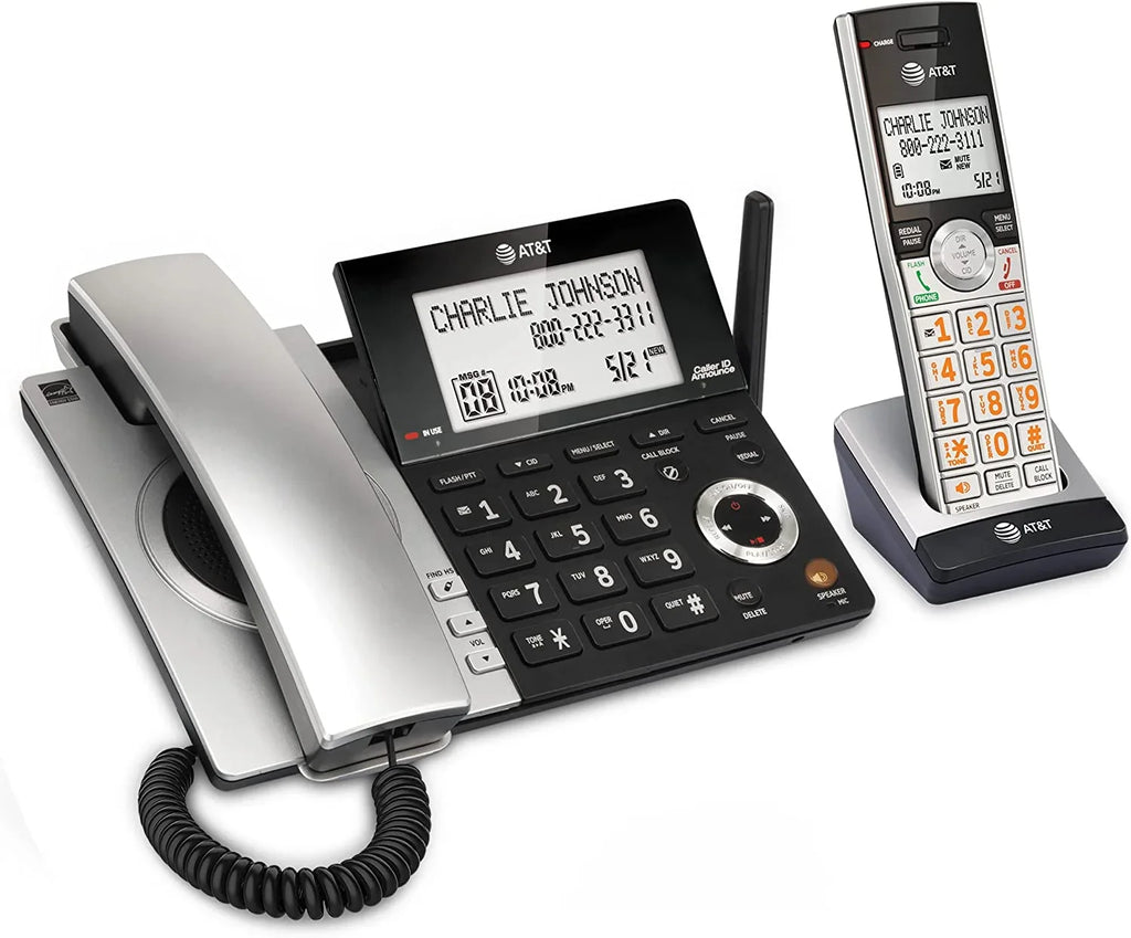 Handset Expandable Call with Blocker, Corded/Cordless with Smart Phone 1 CL84107 Black/Silver AT&T 6.0 DECT