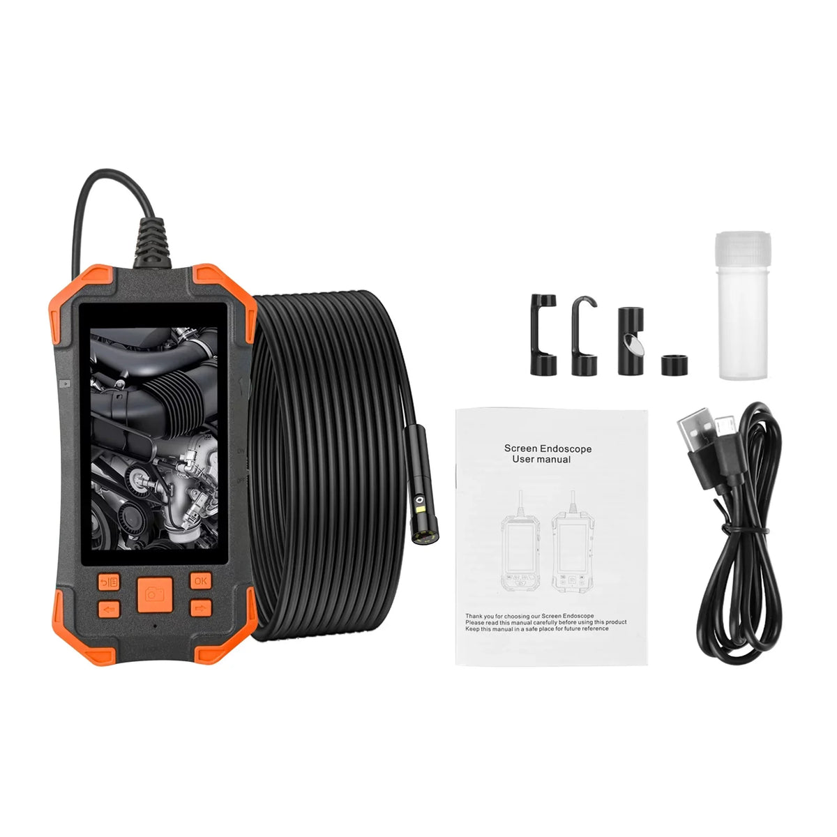 Cable/ Industrial Inspecti Semi-rigid Lens Light/ Card Probe/ Dual LED Inch for with Automobile Waterproof Camera Pipeline Slot Borescope with IPS 1080P 4.3 TF IP67 Screen 7.9mm Inspection