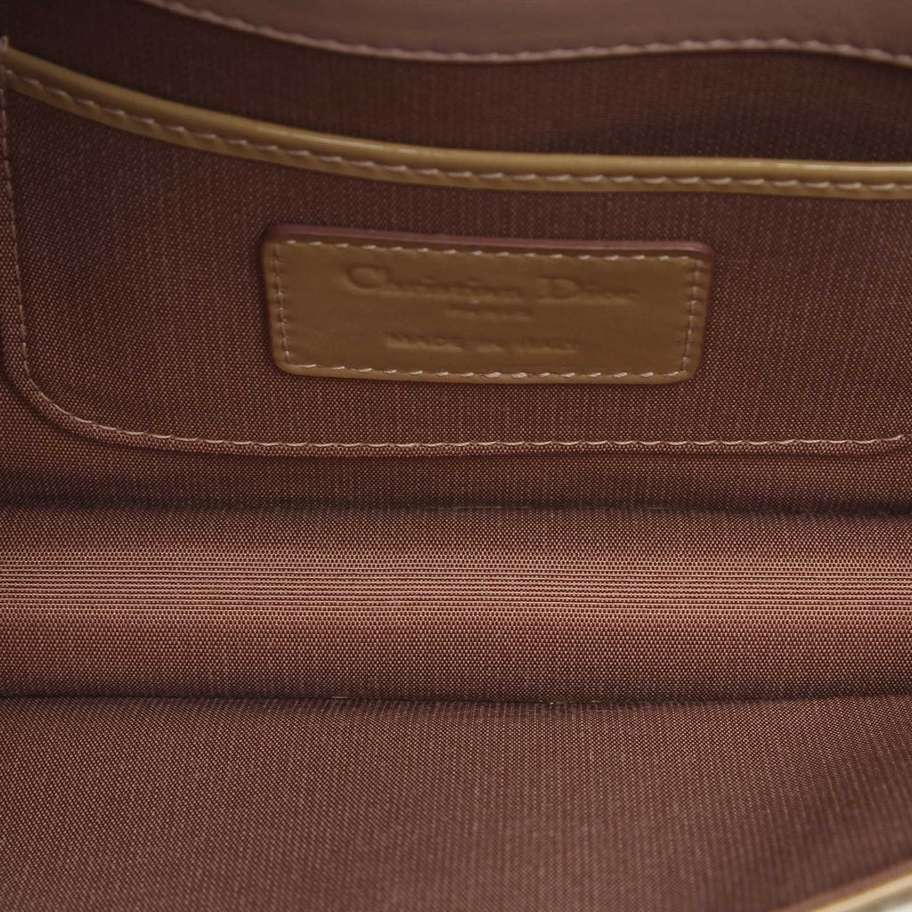 Chain Authenticated Bag Brown Patent Crossbody Leather Wallet Pre-Owned Dior (Good) on Women Cannage