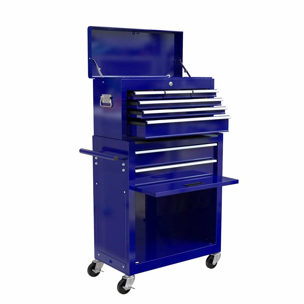 Drawers, Tool Hidden Chest Sliding On Organizer Rolling Capacity Drawers, Box, with Chest Cabinet Tool Lockable Blue with 8 Tool & Box Double with Wheels Large 2-IN-1 Drawers, Tool