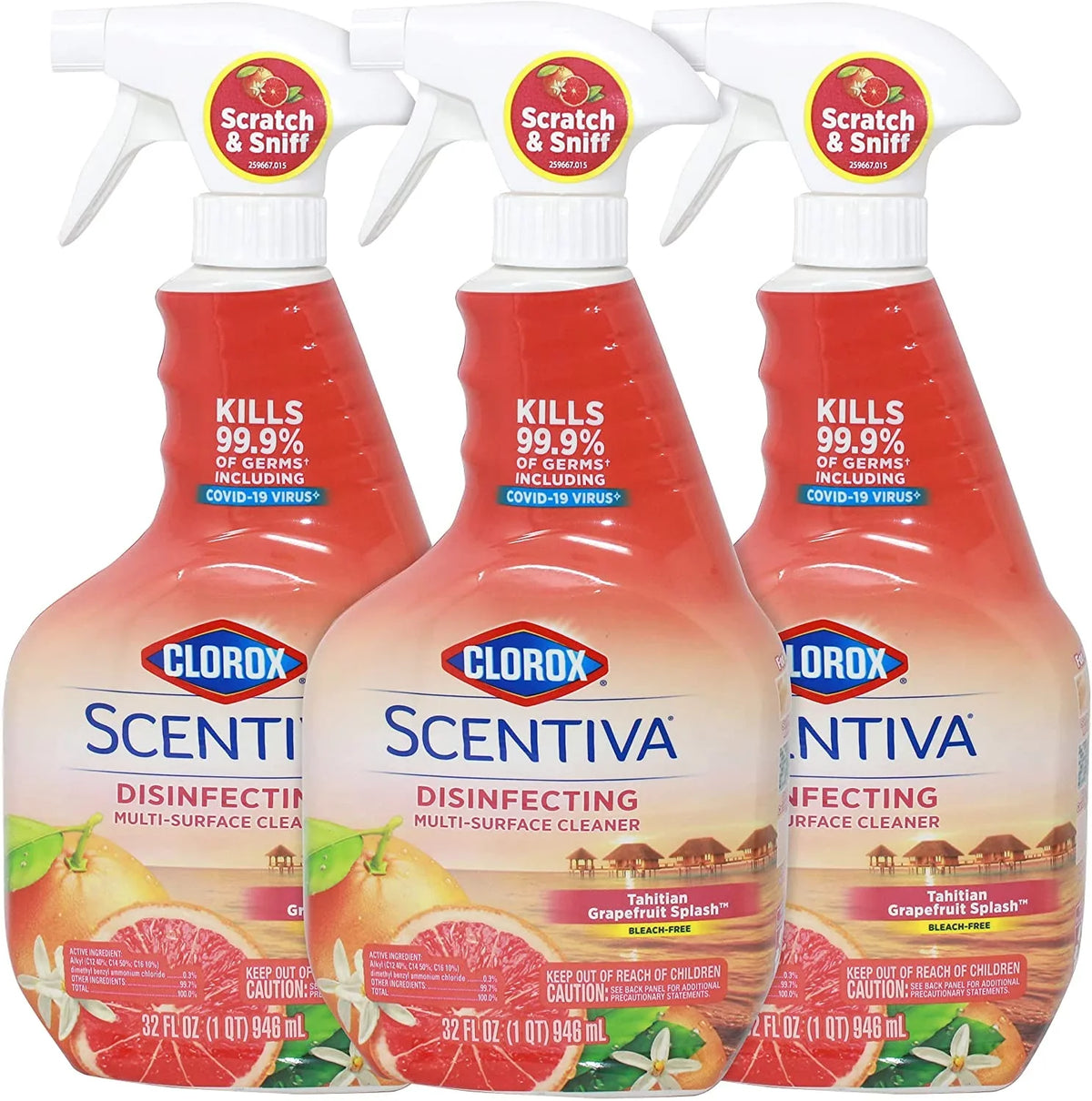 Ounce Surface Scentiva (Pack Fl Clorox 32 Tahitian Grapefruit Cleaner Free, Bleach Splash Multi of 3)