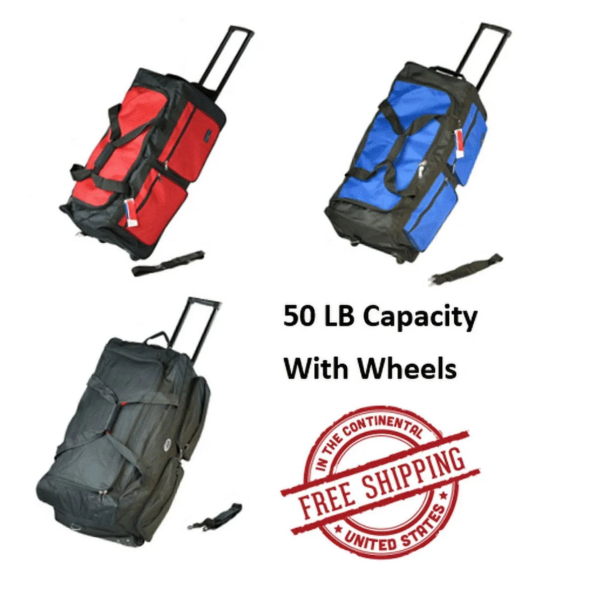 System, Multi-Pocket Iron Heavy Red, Bar Duffle Bag, 28" Wheels, Travel Luggage Duty Collapsible