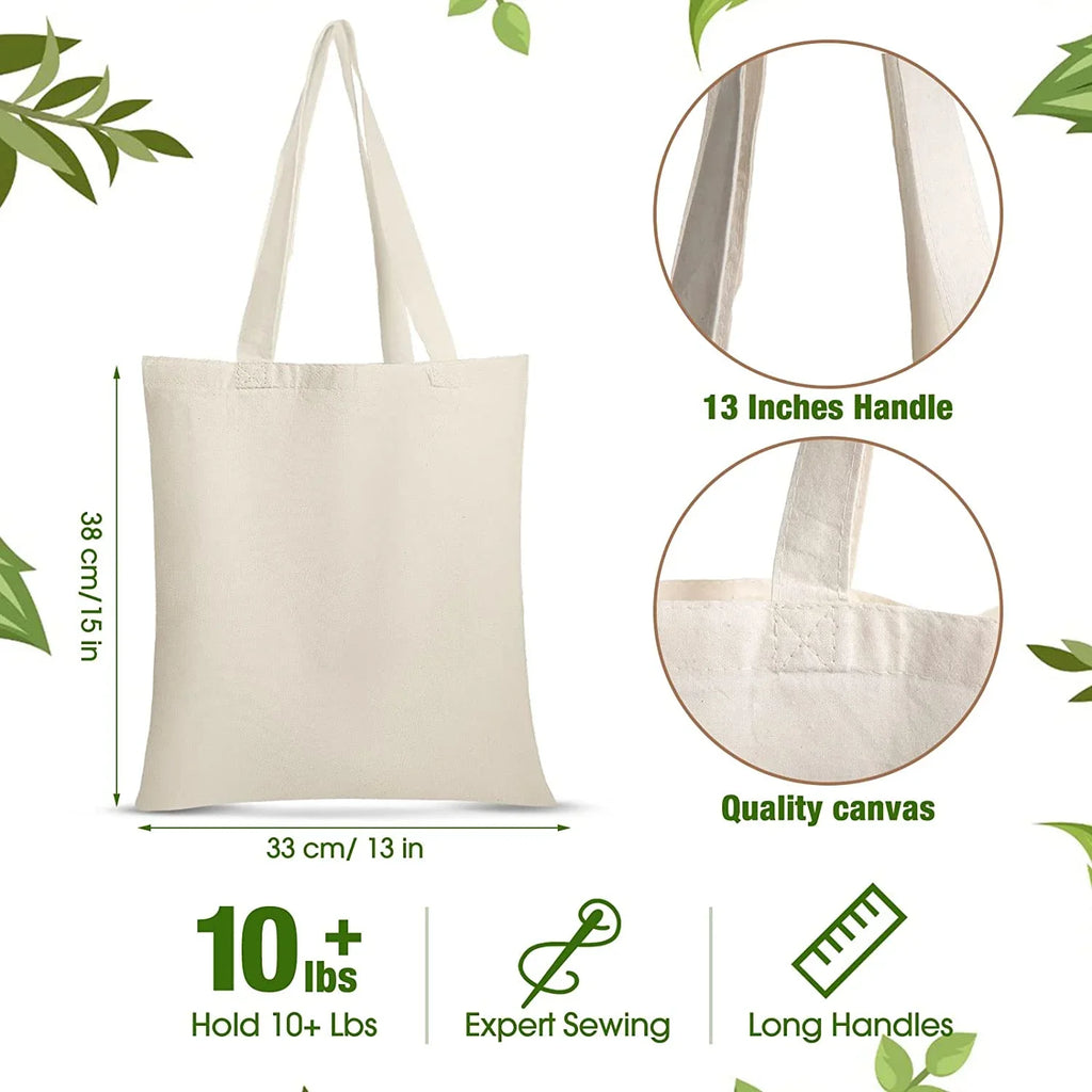 Blank Pack Canvas with 15 Gift 13 x Reusable Bag Bag 36 Bulk Inch Christmas Cloth Handles DIY Bag Cotton Lightweight for Grocery Tote for Shopping Crafts Activity Women Advertising