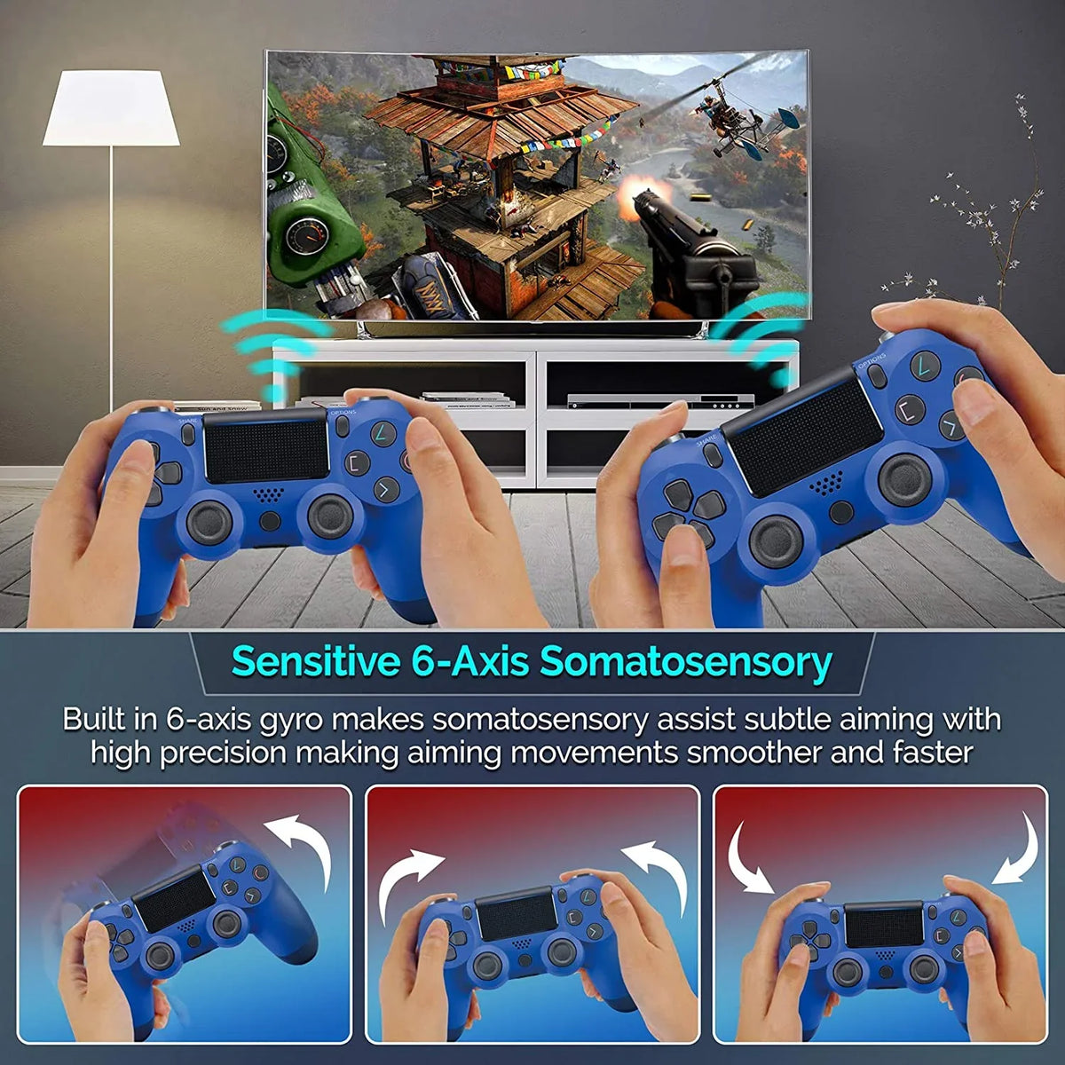 PRO Wireless (Blue) S20 1,000 Plus BlueTooth GamePad Slim Compatible Speaker/Gyro/Remote Galaxy with Controller Battery/Built-In