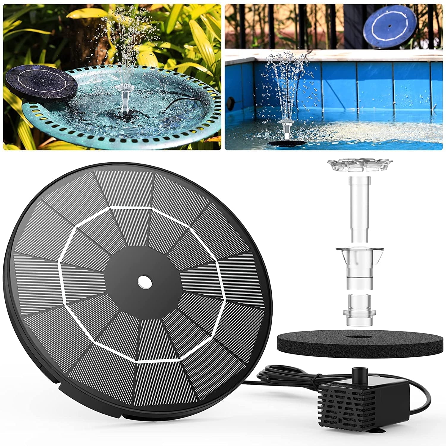 DIY liquid exterior Solar Nozzles, Powered Bird Fountain Pump 3.5W Multiple Solar Bath for Tank Ponds, Solar Garden, Fish Fountain with and for Feature Fountain liquid Aquarium