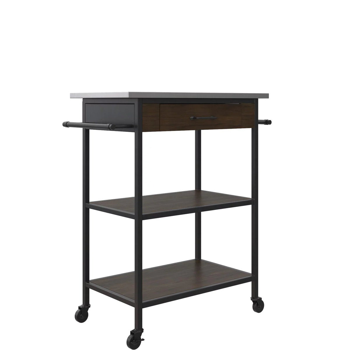 Top, Storage, Kitchen Steel Brown DHP Stainless Kane Frame, Pantry Black Counter Cart, Metal