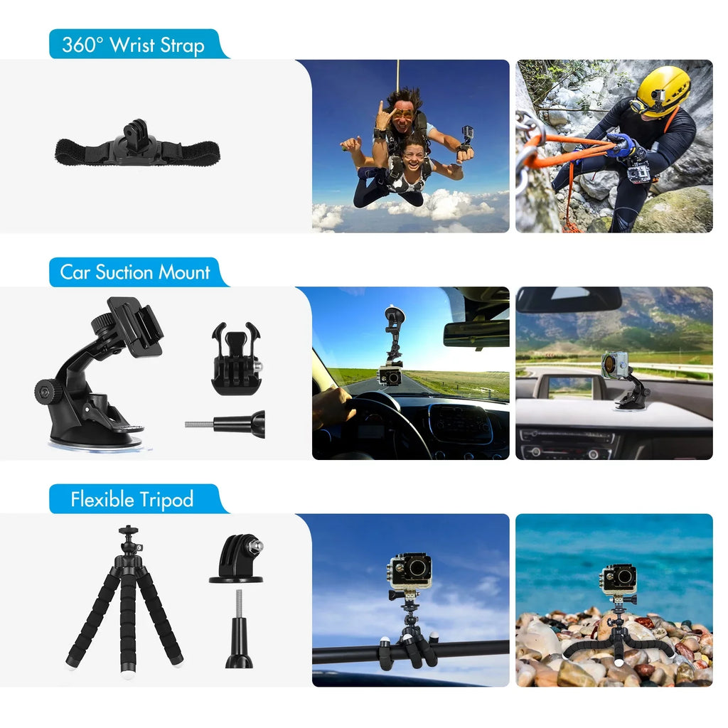 Mount Accessories Housing Anself with Various Kit Hero Protective Accessories for Waterproop GoPro Sports 109 Silicone Replacement Selfie Case with Stick Set More Black and Bracket Action