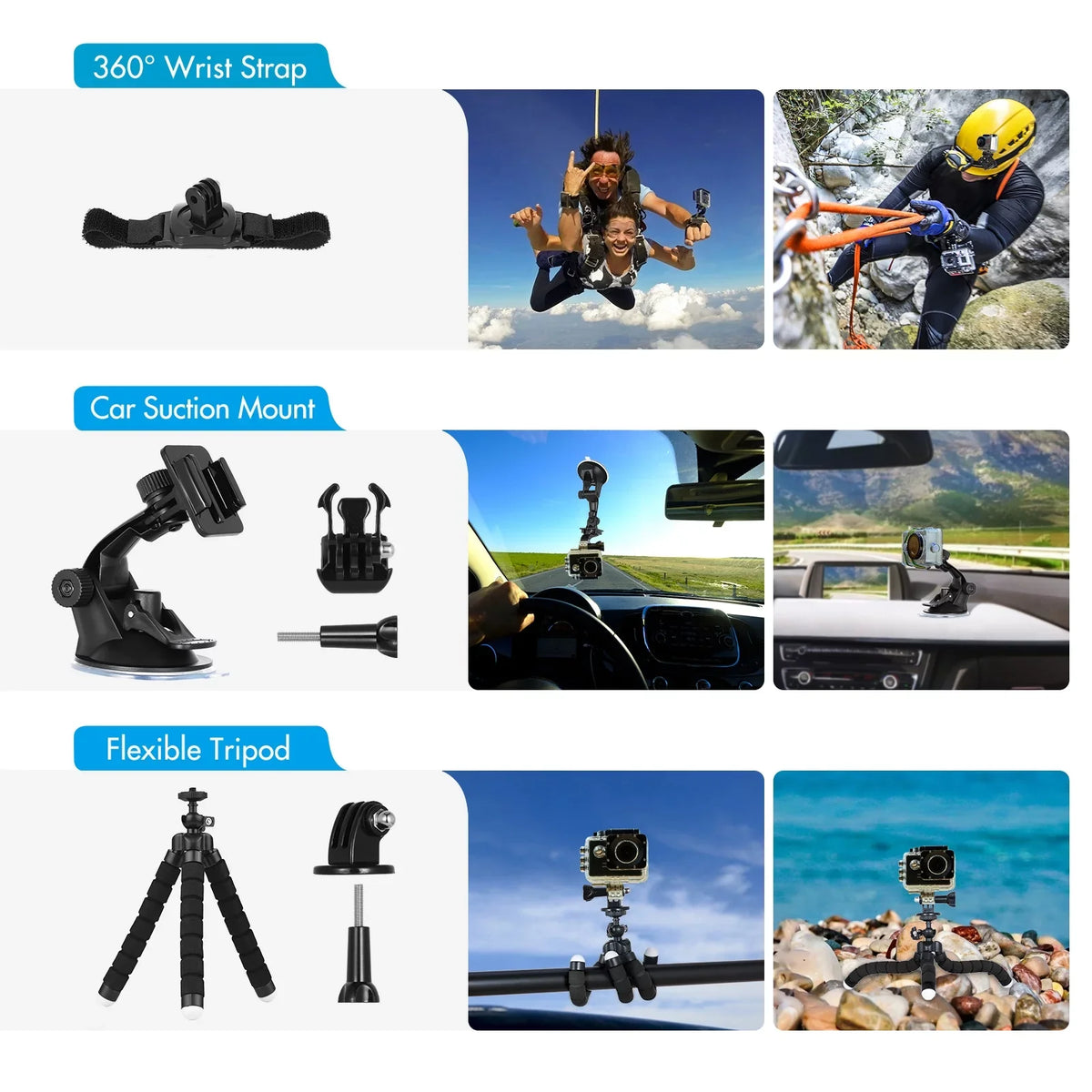 Mount Accessories Housing Anself with Various Kit Hero Protective Accessories for Waterproop GoPro Sports 109 Silicone Replacement Selfie Case with Stick Set More Black and Bracket Action