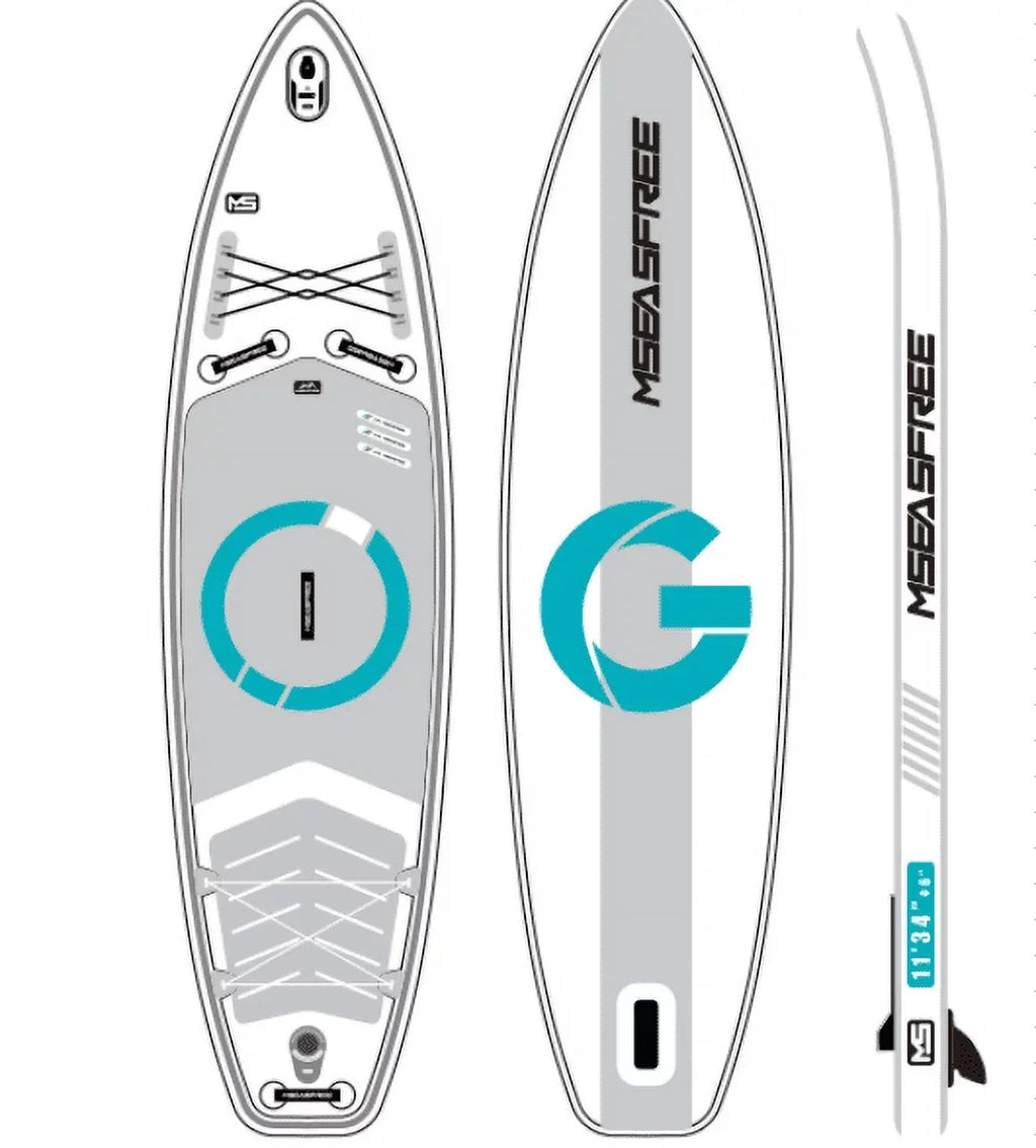 Paddle, Premium Stance, Up Youth Paddle Inflatable Leash, Wide SUP Paddling, Non-Slip Board(6In Control, & for Backpack, Deck Bottom Fin Surf Accessories & Stand Adult(White) Thick)with for