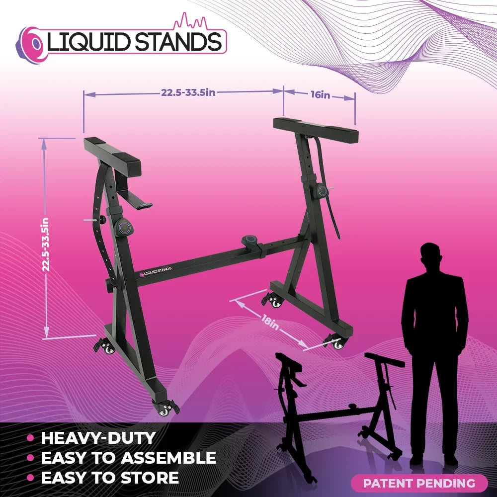 (Refurbished) Z - Stand - Wheels) Stand Stand Adjustable Portable (Black Stands with Key - and design Duty - Keyboard 54-88 Restored Keyboard Piano Piano Stand Fits Electric Pianos Heavy Keyboard Liquid - Music