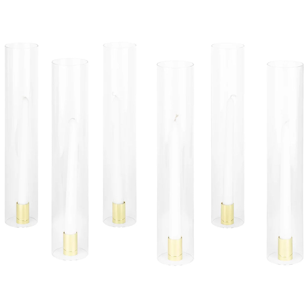 Hurricane Centerpieces, with for Wholesale Taper Holders 6 Weddings Koyal Minimalist Candle 14" Set Tall, of Glass