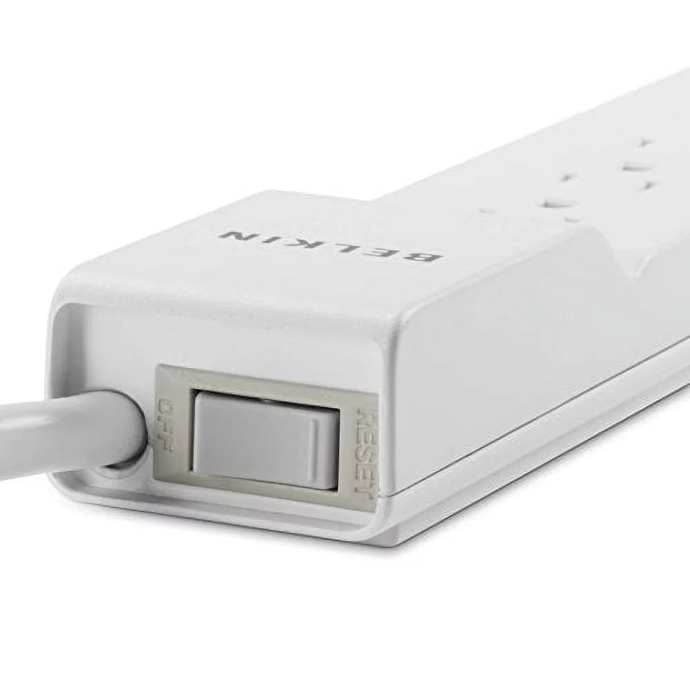 Surge Joules,White Strip 2.5ft Protector with Commercial Cord, 555 Power 6-Outlet Belkin