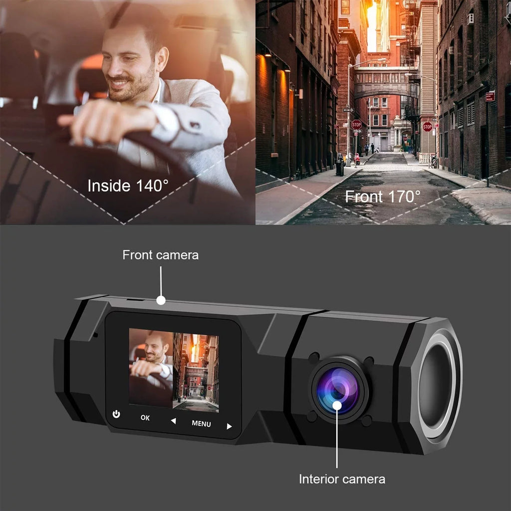 Car, Vision Dash with G-Sensor, Recording, Driving Cam, Interior Dual TSV Night Recorder Taxi Camera Loop Dual FHD 1080P for Front Mode Dashcam, IR Dash Parking