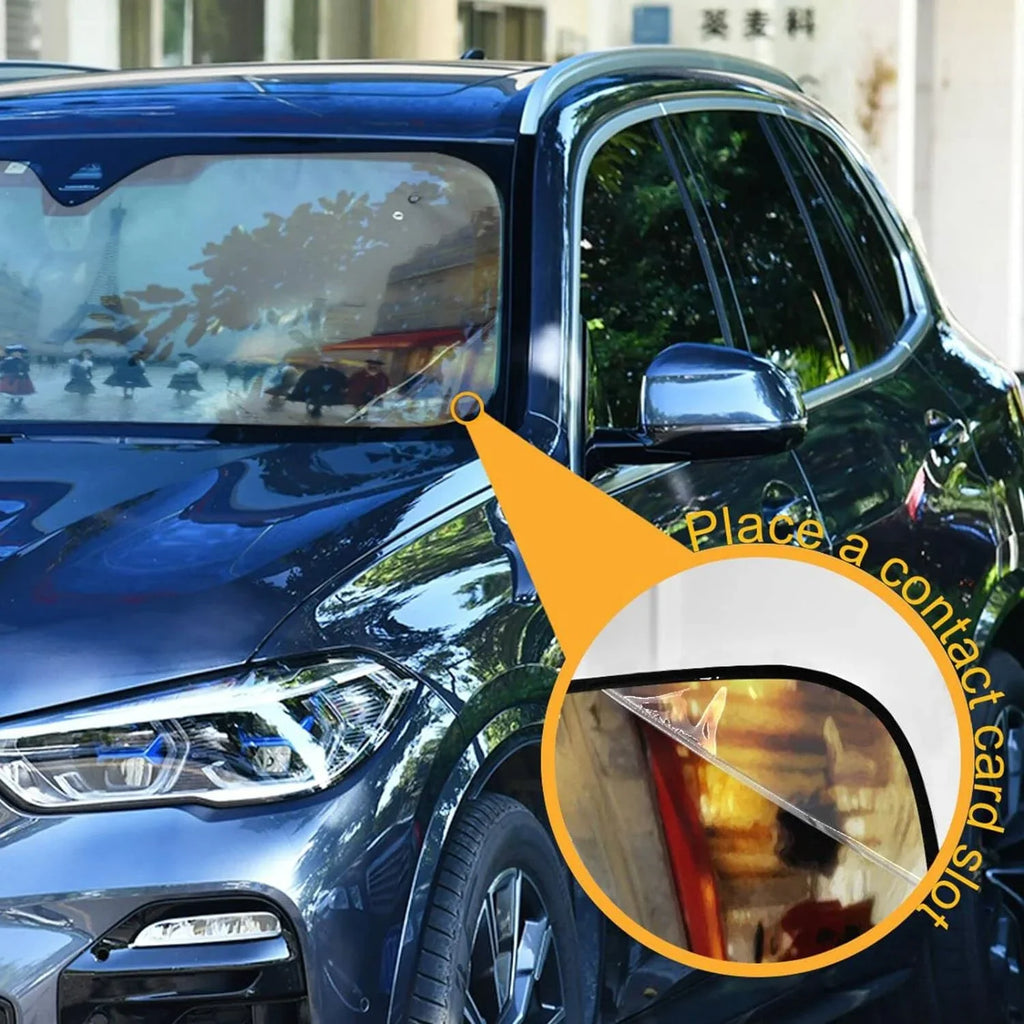 Protector Cool and Car Visor Landscape Sun Blocks to Old Cars,SUVs,Trucks-55×27.6in Rays Sunshade Wellsay Protect Shade,oldable Paris Keep Accessories Windshield for UV