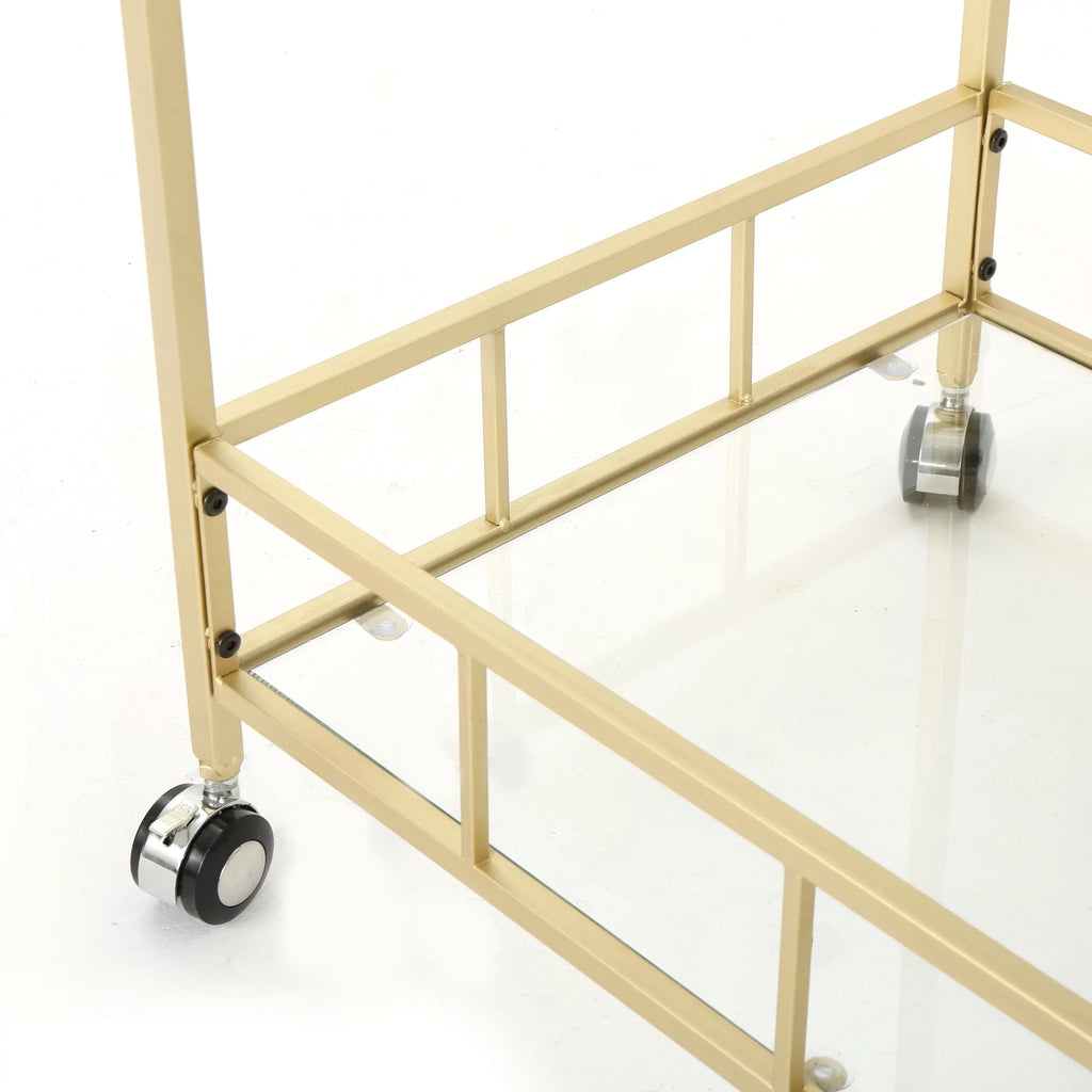 Glass Iron Gold Industrial Bar Aletta and Cart,