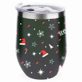 304 Insulation Cups Wine Vacuum Stainless Double Cups, Insulated Lid, Steel Red Tumbler with Belly with Shape Cup Eggshell Hidove Layer 12oz U Cup Big and Cup Color Christmas Green Tree