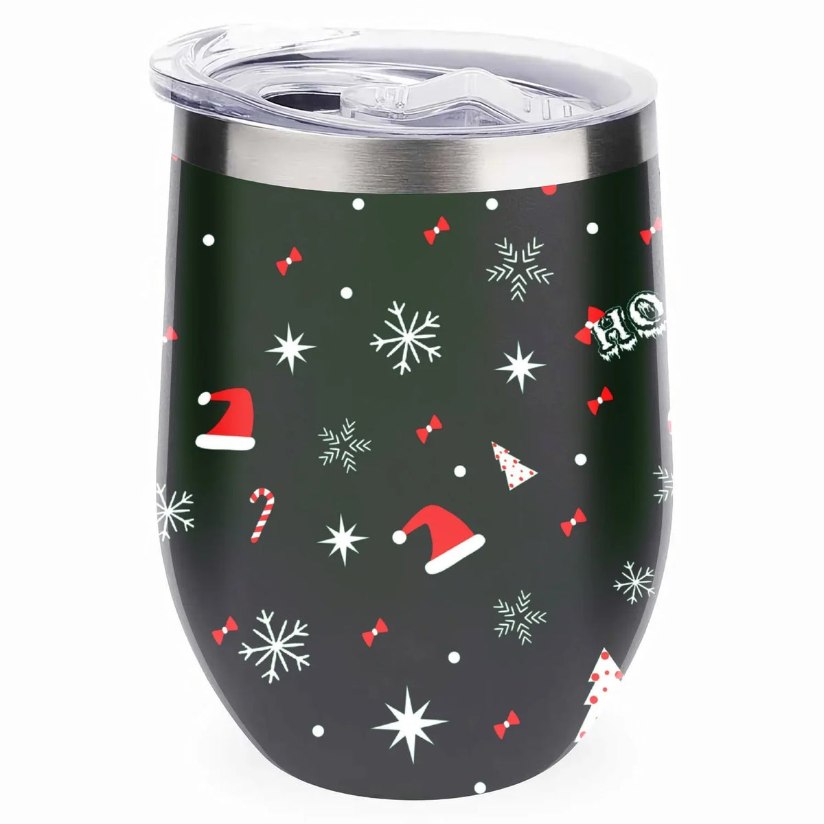 304 Insulation Cups Wine Vacuum Stainless Double Cups, Insulated Lid, Steel Red Tumbler with Belly with Shape Cup Eggshell Hidove Layer 12oz U Cup Big and Cup Color Christmas Green Tree