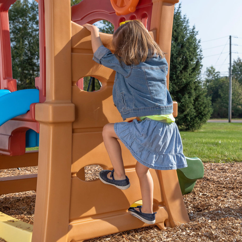 Toddlers Play Double Slide Climber, Up Step2