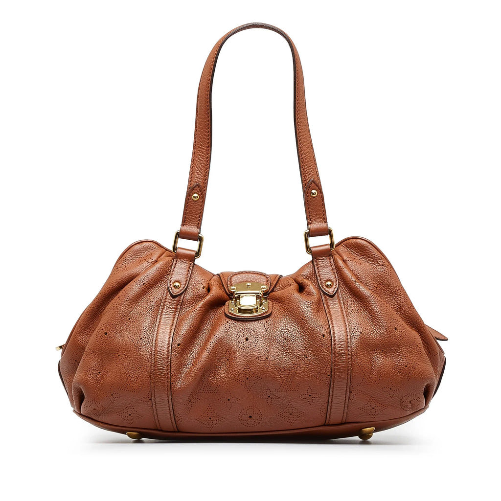 Lunar Bag Shoulder PM Pre-Owned Brown Mahina Monogram Leather (Good) Authenticated Calf Unisex