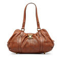 Lunar Bag Shoulder PM Pre-Owned Brown Mahina Monogram Leather (Good) Authenticated Calf Unisex