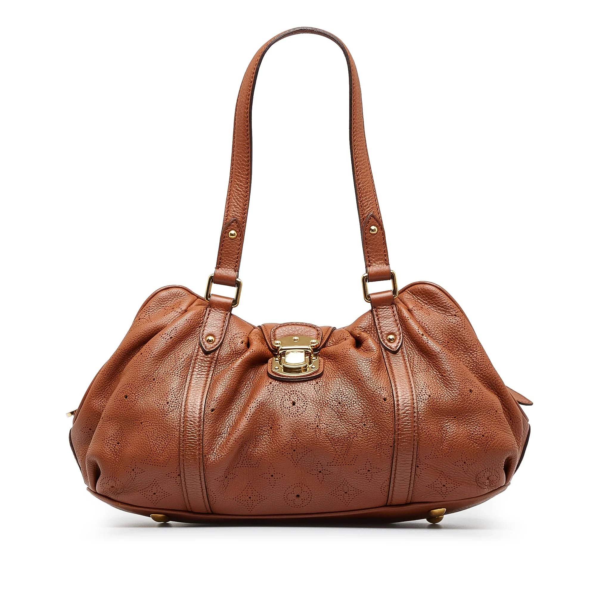 Lunar Bag Shoulder PM Pre-Owned Brown Mahina Monogram Leather (Good) Authenticated Calf Unisex