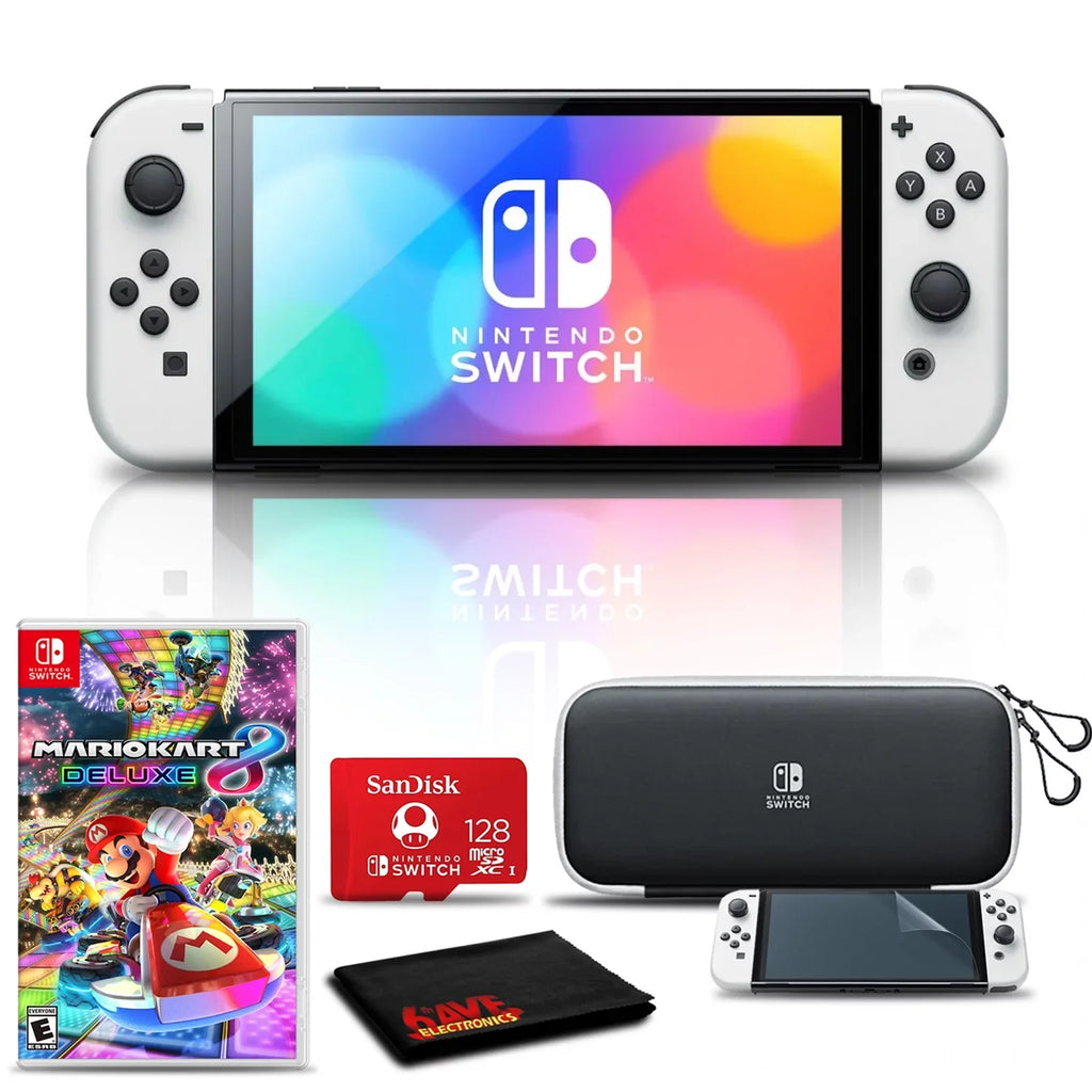 '- Group Character & 8 Switch Nintendo Luigi, Card OLED White - Kart More Deluxe + Peach Mario 128GB