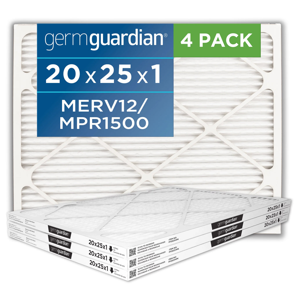 20 Pleated Air 12 Furnace 1 x Guardian (4-Pack) Filters Germ AC x MERV 25 HVAC