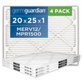 20 Pleated Air 12 Furnace 1 x Guardian (4-Pack) Filters Germ AC x MERV 25 HVAC
