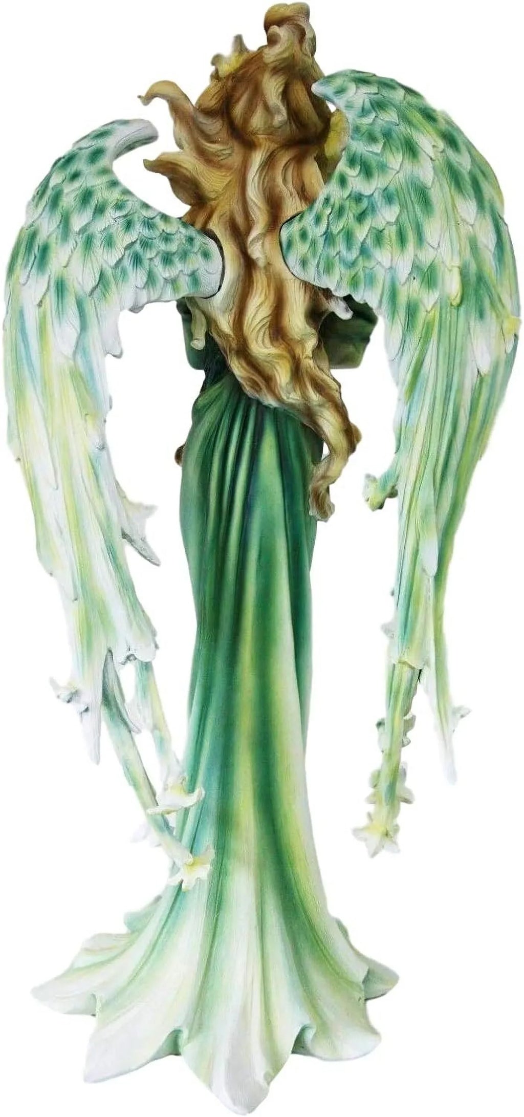 Collectible Figurine Faery 21" Garden Tall Pixie Iridescent Decorative Peacock Train DIY Fairy FAE Mother Magic Large Green Statue Fantasy Faries