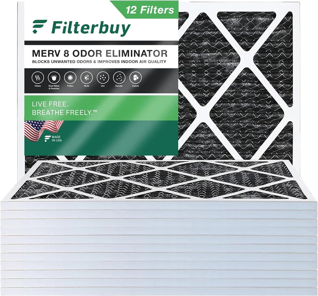 HVAC with Carbon 8 MERV AC (12-Pack) Odor Pleated Filterbuy Eliminator Furnace Filters 16x18x1 Air Activated