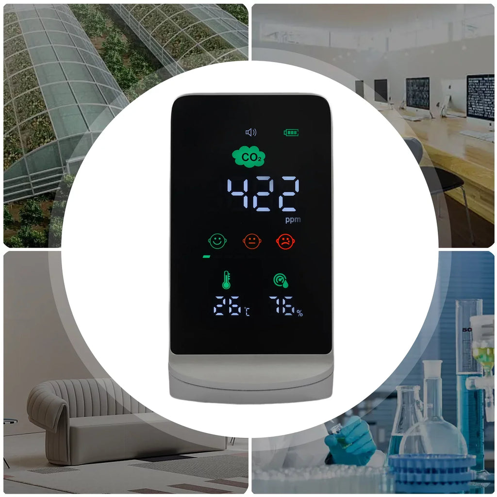for Monitor & Black) Air Indoor (White, Temperature Humidity CO2, grade Miumaeov