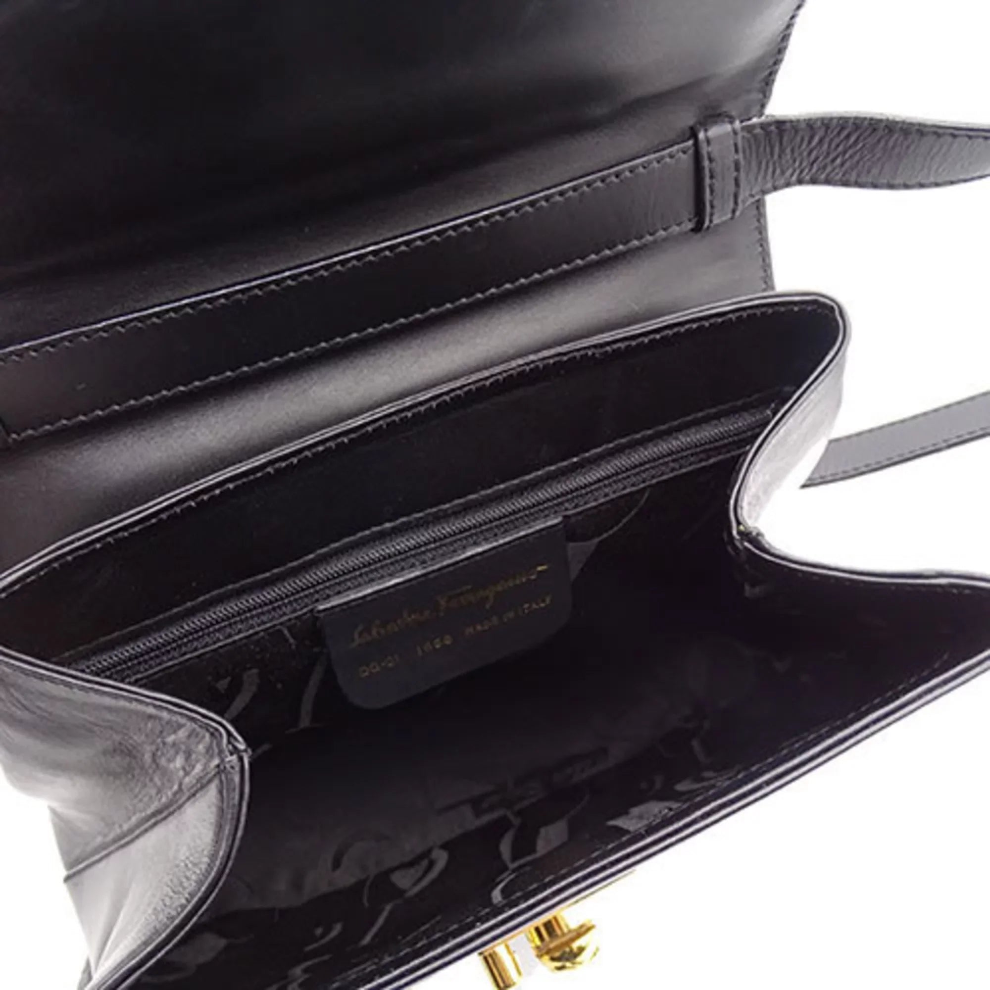 Pre-Owned Black Ferragamo Ladies Handbag 2way Salvatore Shoulder (Good) Bag
