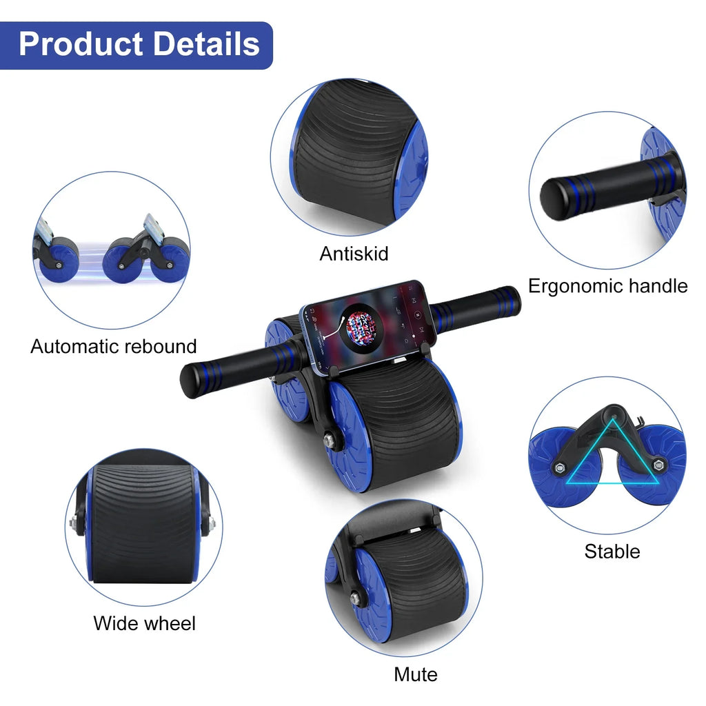 Core Beginner Muscle Wheel Abs Training. Gym Home Roller to Ab Equipment for Training Wheel - Rebound Abdominal Abdominal Automatic Strength Advanced at Workout Fitness Strength for Wheel,