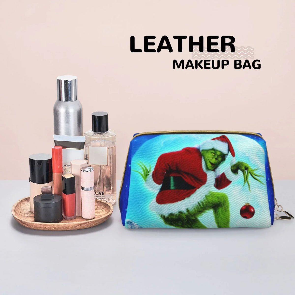 Christmas Travel Makeup The How Portable Storage Grinch Bag Stole Leather Organizer Cosmetic Pouch Bag Gift Toiletry Purse
