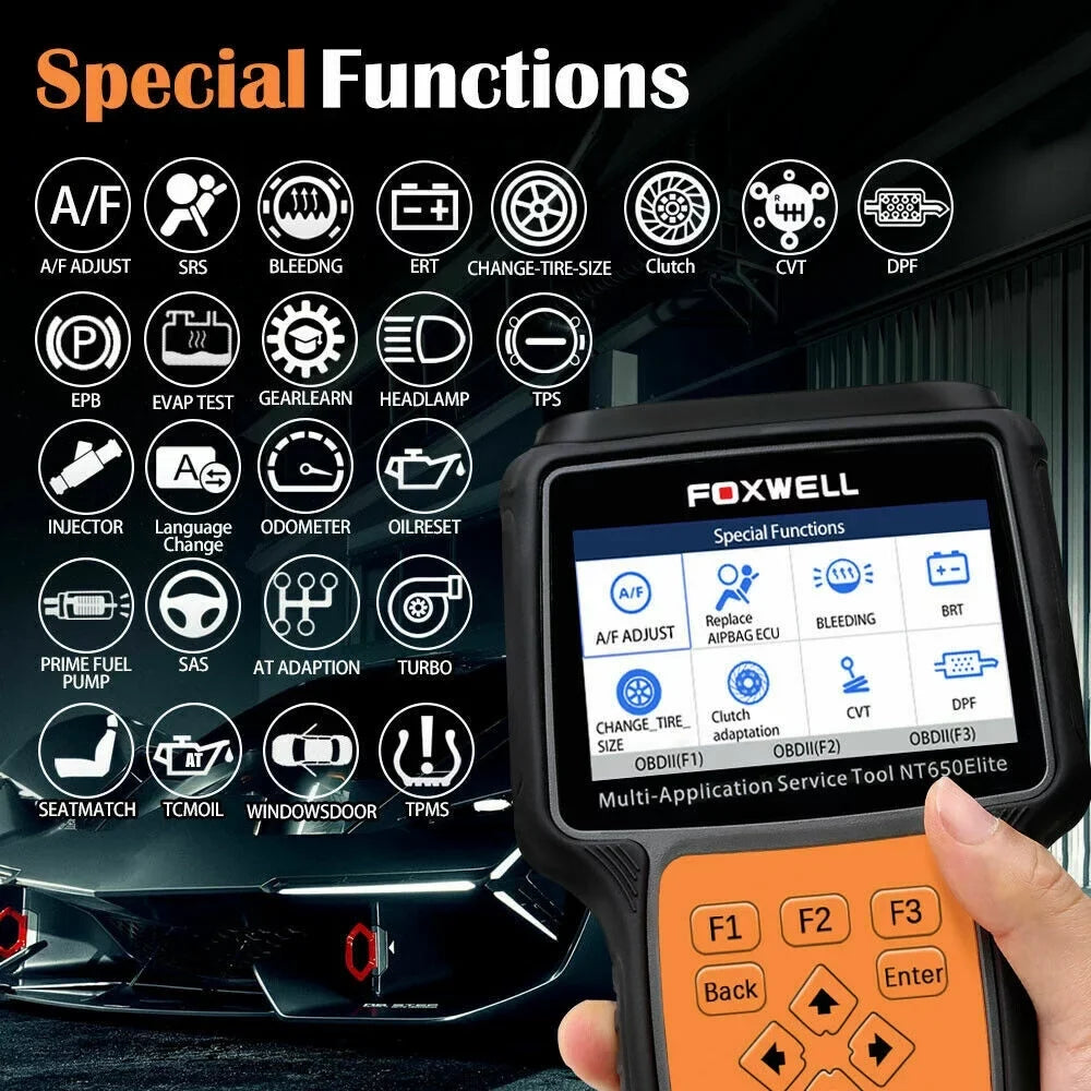 Bag Registeration Air TPMS ABS NT650 OBD2 DPF Reset Elite OBD Code Oil TPS Battery Scanner with Automotive EPS EPB FOXWELL Light Car SAS Reader II