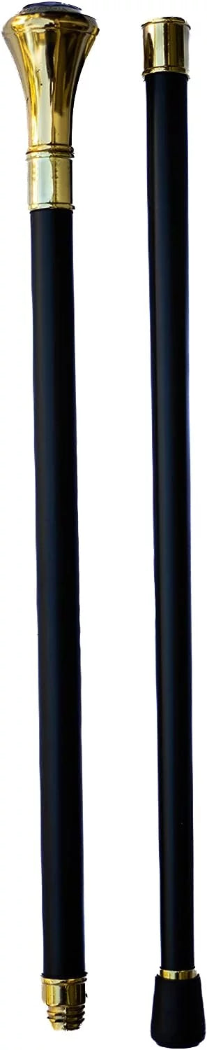 2 Walking Alloy Logo of Square at Cane Piece Top On & Handle, Dividable The Tip Embossed Metal Masonic with 37" 2-Tone Shaped Cane Handle, Compass Base Ball Rubber High Shaft,