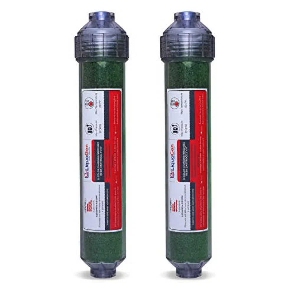 liquid 2 Filter Engineered Systems Ultrapure Canisters - Inline - Inlets Deionization for Easy 1/4" Pack (DI) Zero Change Replacement | for TDS RO/DI Universal | LiquaGen