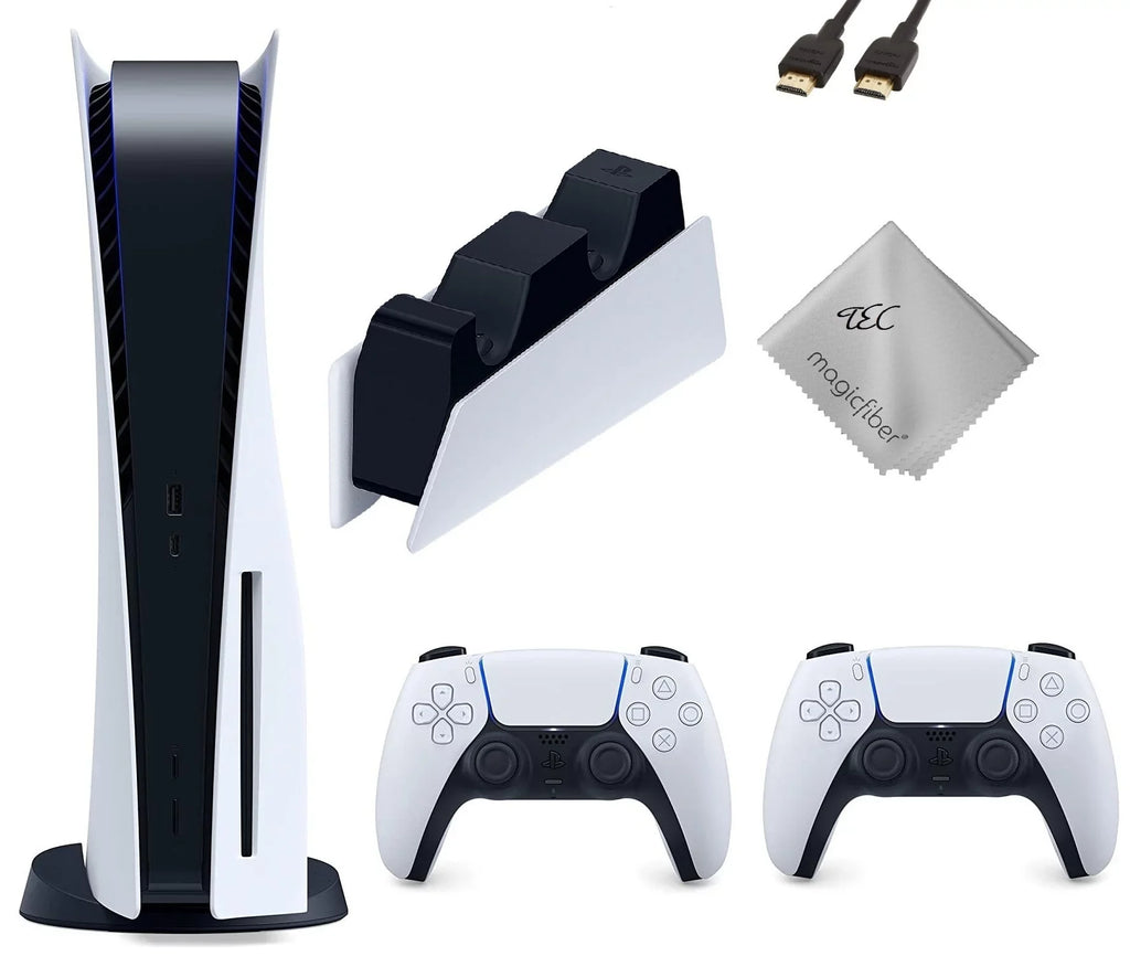 Gaming Extra Charging Station Console (Disc Version) Bundle Controller TEC Dual with PlayStation_PS5 Plus One