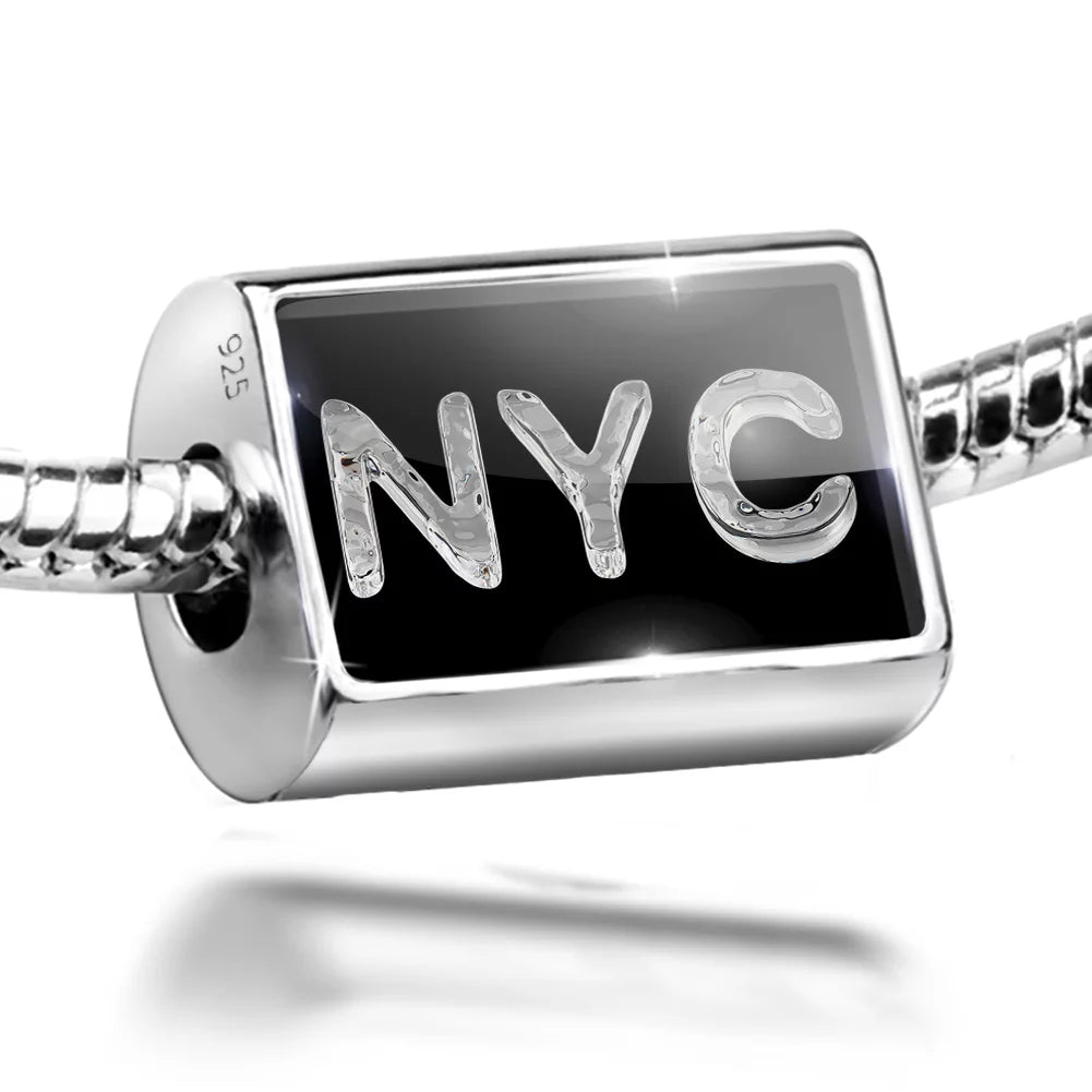 Ice Charm Silver NYC Neonblond Cubes Bead Clear on Sterling 925 Black