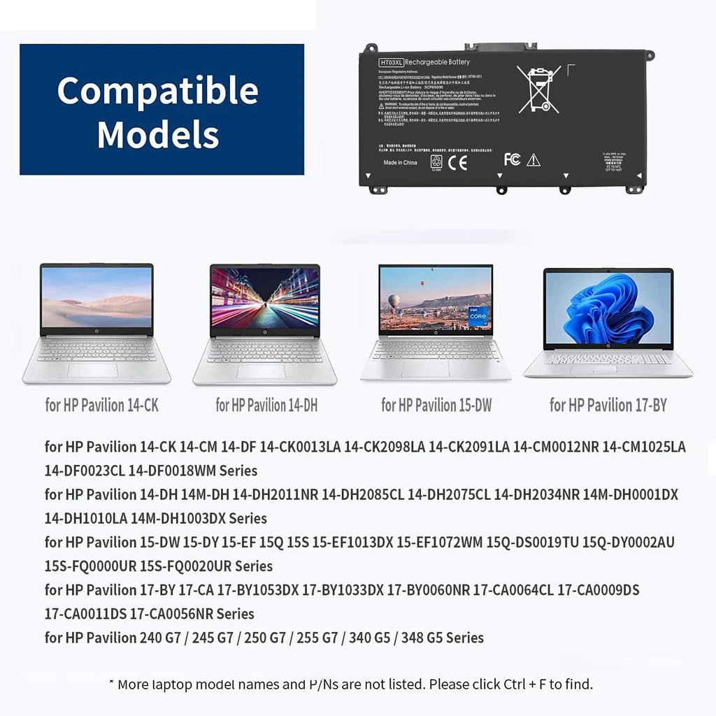 G7 240 14-CK0061ST Laptop y HT03XL for Pavilion 15-CS HP 41.7Wh L11119-855 245 14-CK 14-CE 14-DQ 14-CK0001LA