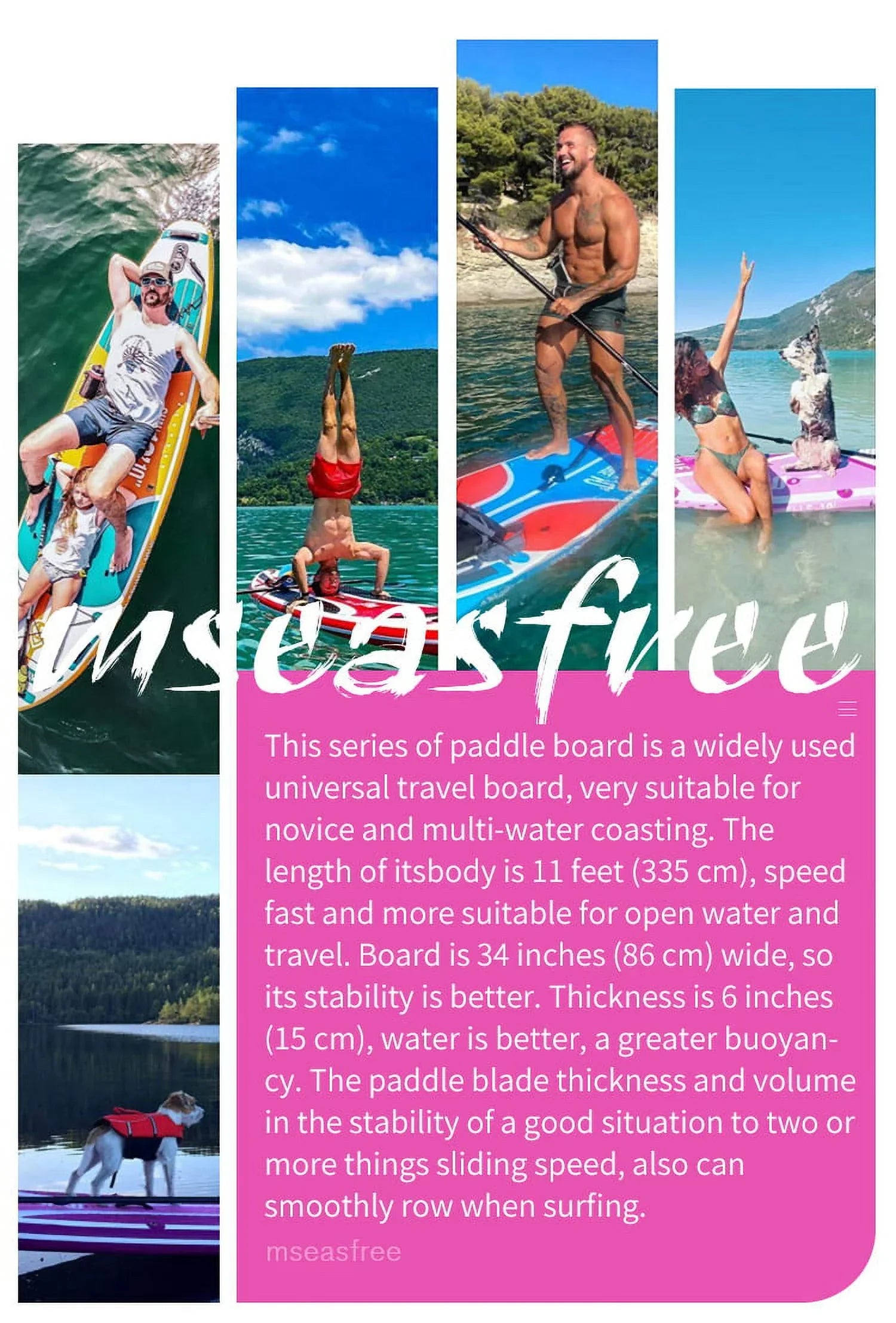 Paddle, Premium Stance, Up Youth Paddle Inflatable Leash, Wide SUP Paddling, Non-Slip Board(6In Control, & for Backpack, Deck Bottom Fin Surf Accessories & Stand Adult(White) Thick)with for