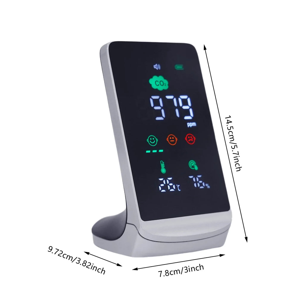 for Monitor & Black) Air Indoor (White, Temperature Humidity CO2, grade Miumaeov