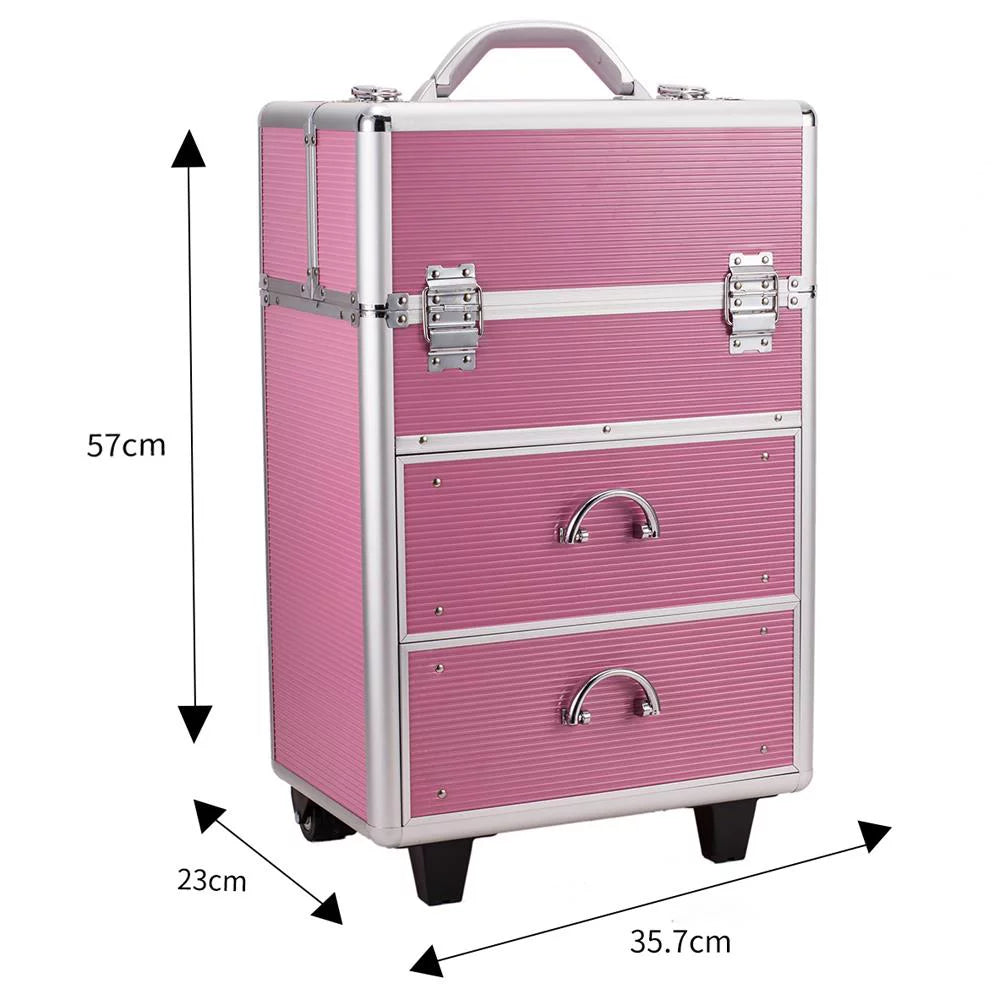 Cosmetic in Pink Train Storage Makeup Rolling Case, Box Trolley, 1 Lockable Pro Ktaxon 3 Aluminum