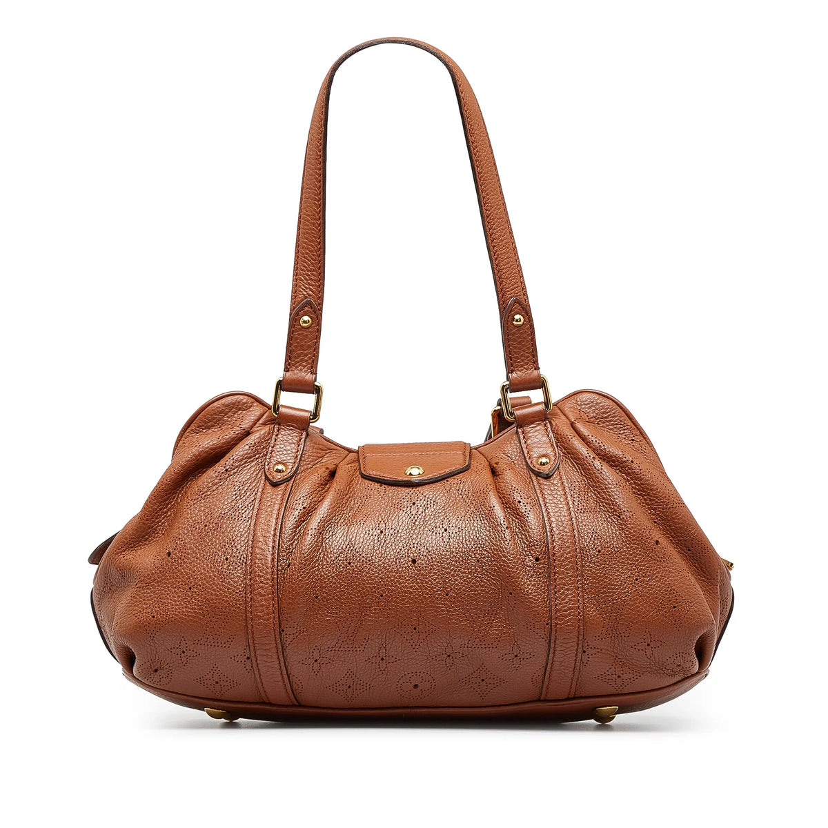 Lunar Bag Shoulder PM Pre-Owned Brown Mahina Monogram Leather (Good) Authenticated Calf Unisex