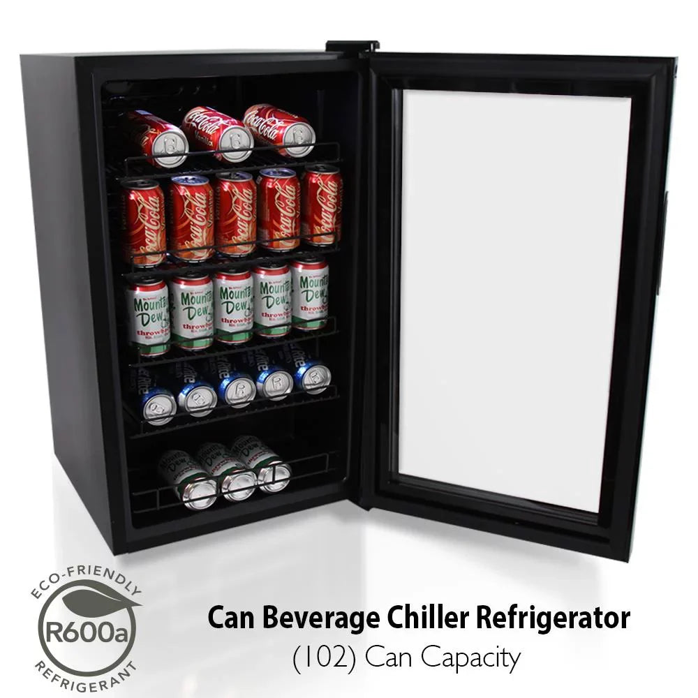 Can Compact 34.7’ Nutri Cooler, (132 x Refrigerator Beverage Beverage Chiller Fridge 18.5’’ 20.1’’ x Can Capacity), Chef