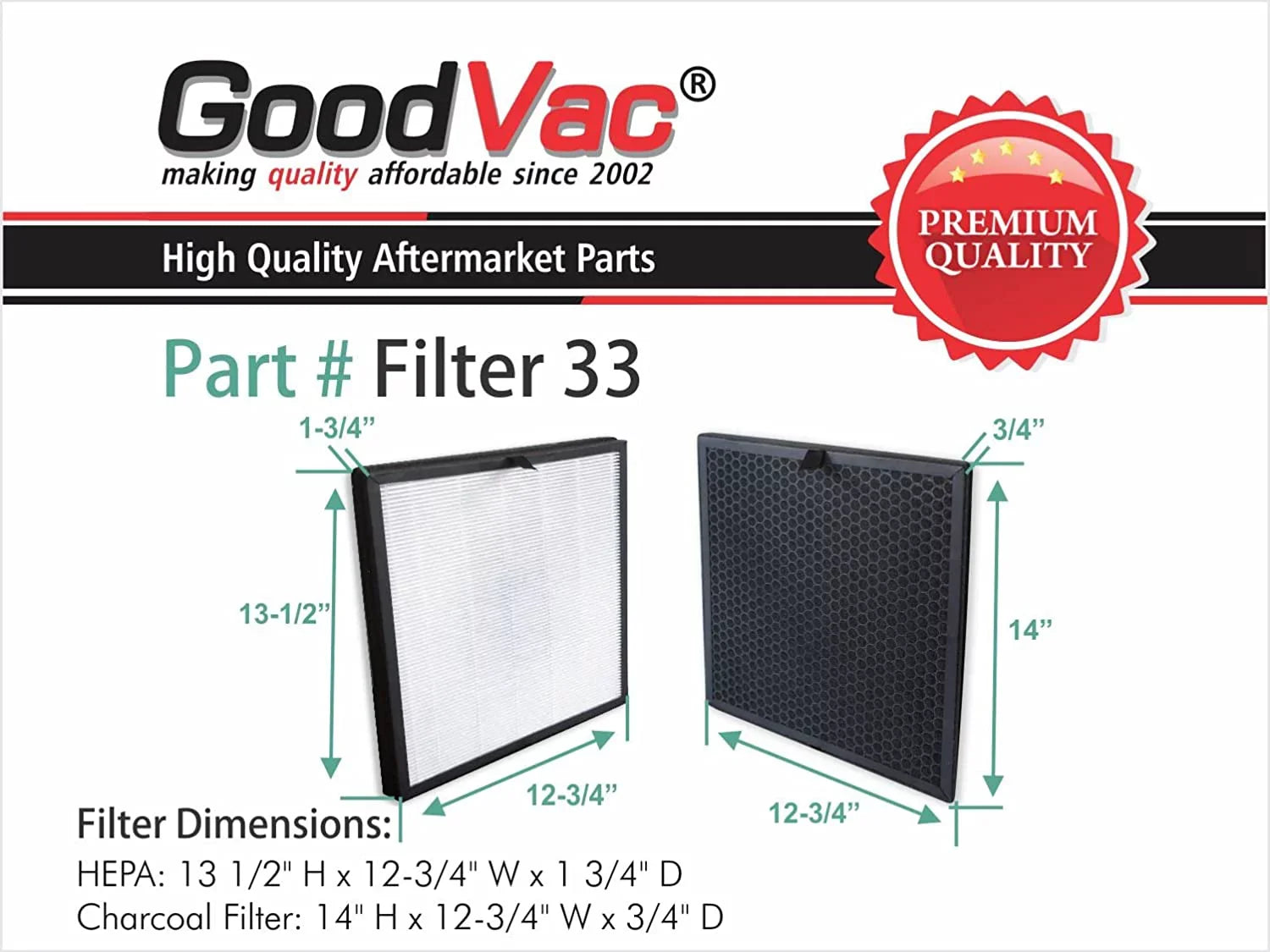 HEPA GOODVAC Replacement Purifiers H13 Filter Kit CFX-H100/GB Air True Compatible Cube with