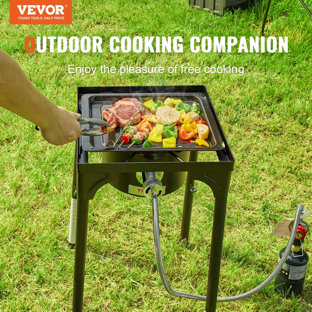 Burner Duty Camping Stand 30000BTU Legs Adjustable Gas Portable Gas Regulator, BBQ & w/Detachable Cooker Stove Heavy SKYSHALO Single Cooking PSI exterior Propane Burners Stove Cooker