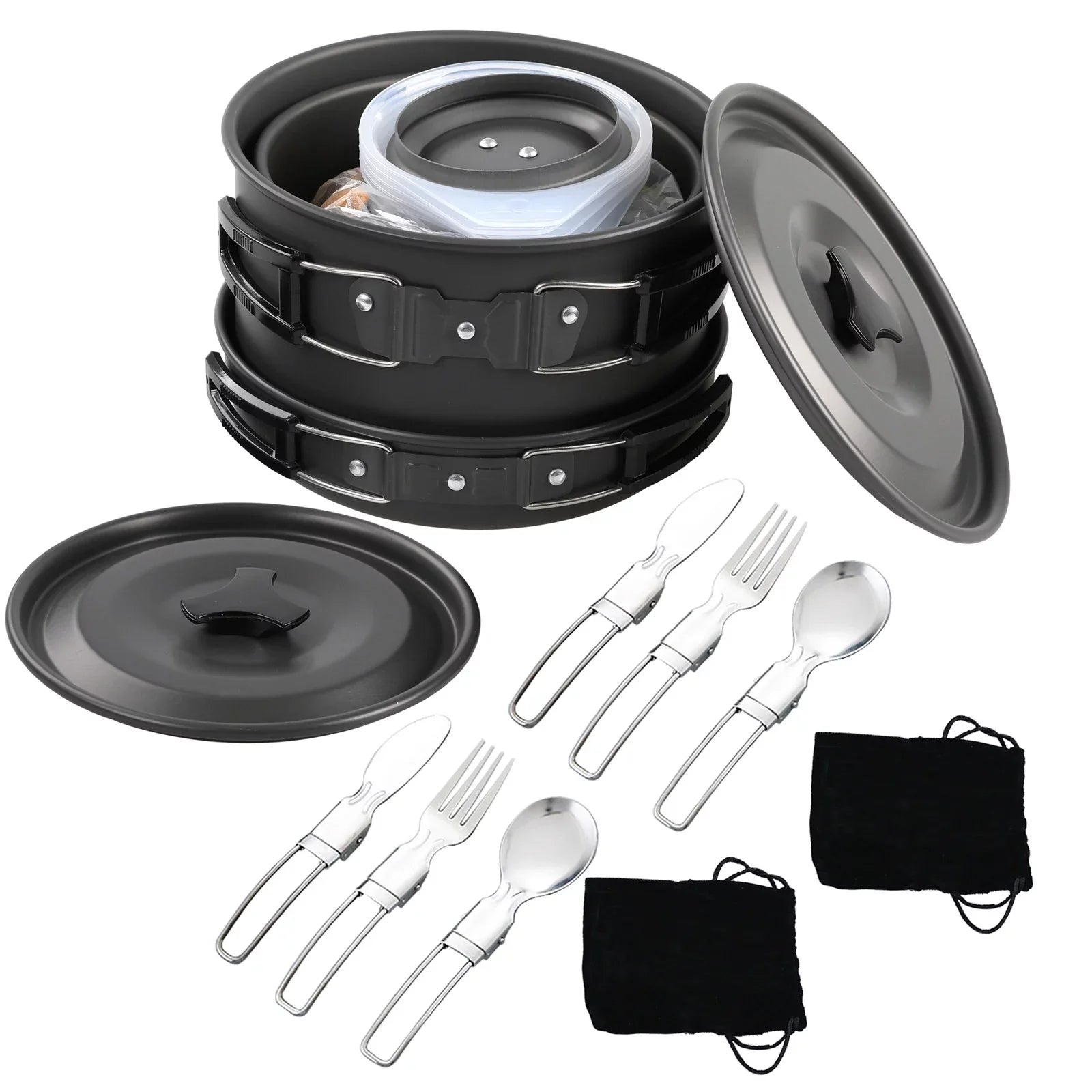 Mess Camping Yabuy Hiking with Non-Stick for Backpacking Set Pot Pan Camping Cookware Kettle and Kit