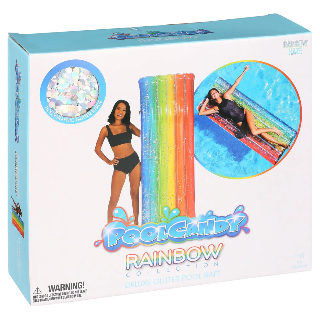 Collection Rainbow Pool 74" Glitter Raft Rainbow Deluxe - Haze