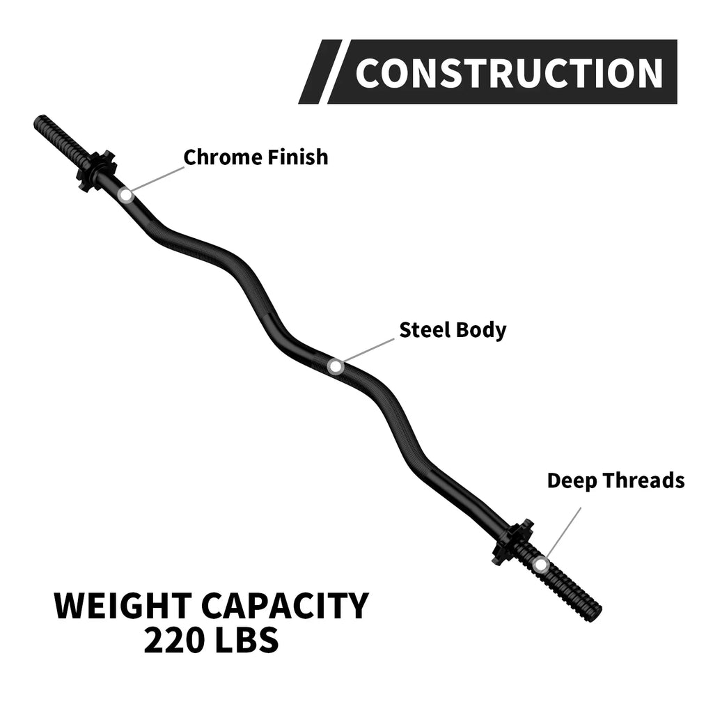220-Pound Black Bar Plates, Capacity, for FIXTECH Collars with 47'' Olympic All Standard Curl